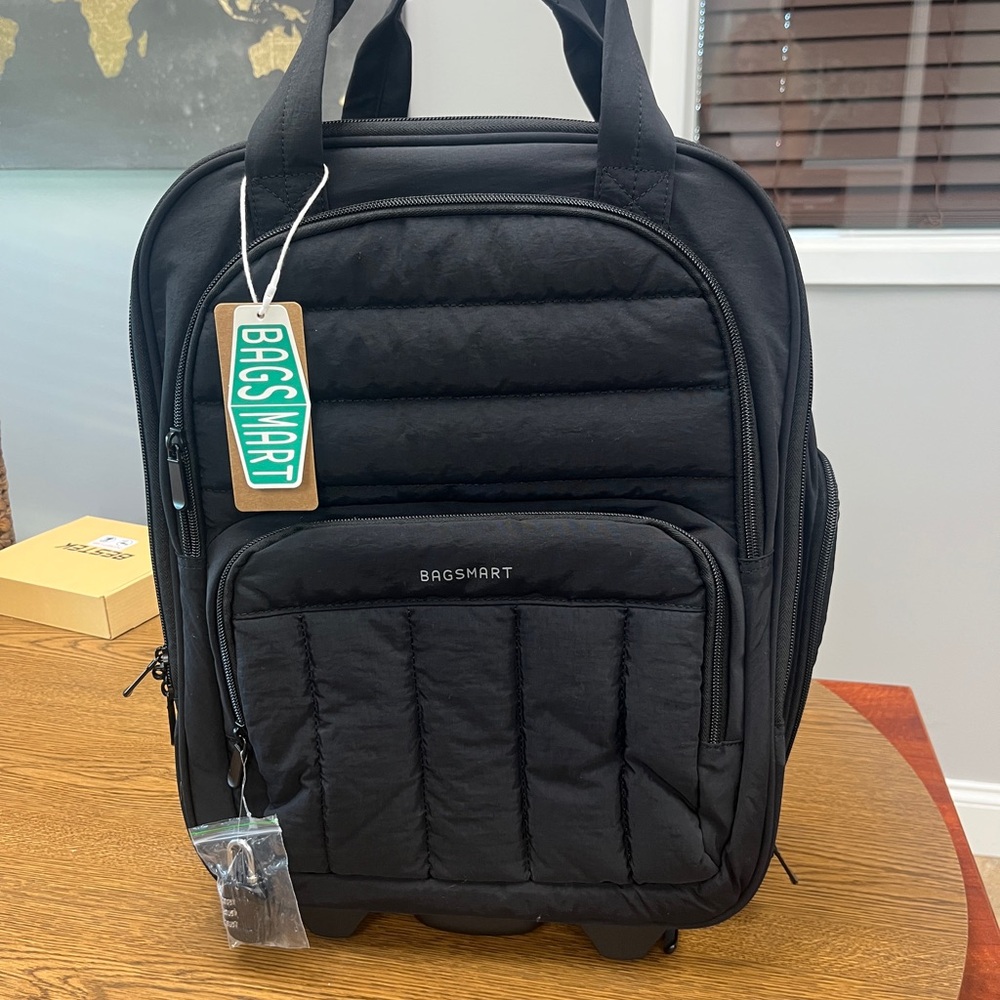 BAGSMART Black Rolling Backpack Carryon